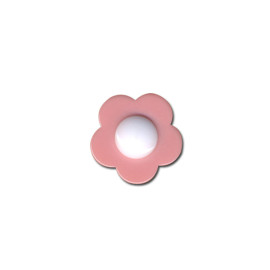 Lot de 3 boutons fleur coeur blanc 14mm Fuchsia