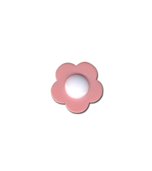 Set of 3 white heart flower buttons 14mm Fuchsia