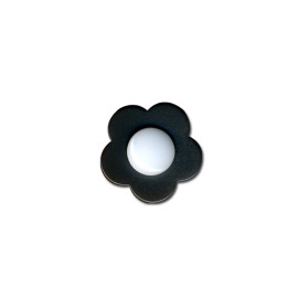 Lot de 3 boutons fleur coeur blanc 14mm Noir