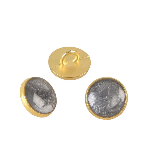 Set of 3 dark gray lacquered metal buttons 11mm