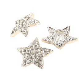 Lot de 3 boutons étoile strass blanc 19mm