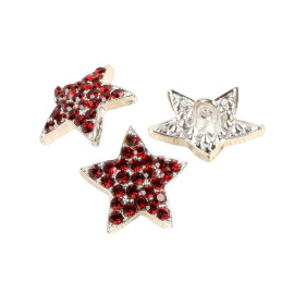 Lot de 3 boutons étoile strass beaujolais 19mm