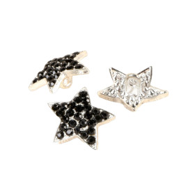 Lot de 3 boutons étoile strass noir 19mm