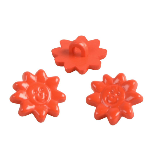 Set di 3 bottoni sole rossi per bambini 15 mm