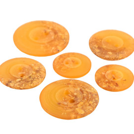 Lot de 3 boutons ronds 2 trous copeaux 15mm Jaune moutarde