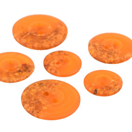 Lot de 3 boutons ronds 2 trous copeaux 15mm Orange