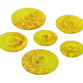 Lot de 3 boutons ronds 2 trous copeaux 23mm Vert