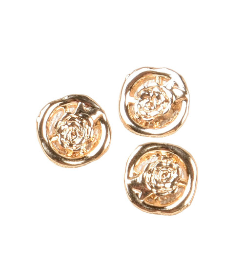 Set di 3 bottoni rotondi in lega rosa rotondi 12 mm oro