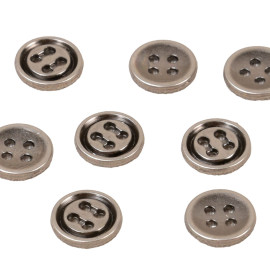 Lot de 3 boutons ronds alliage 4 trous 10mm gris foncé