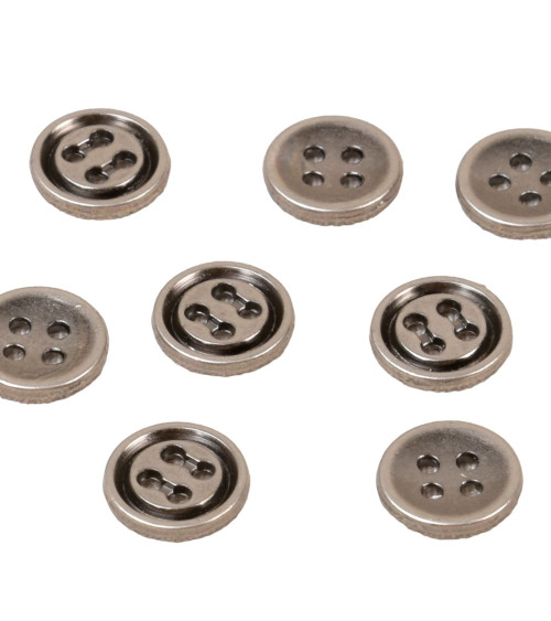 Set of 3 round alloy buttons 4 holes 10mm dark gray