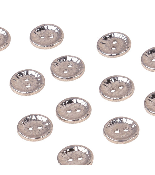 Set of 3 round alloy buttons 4 holes 11mm silver