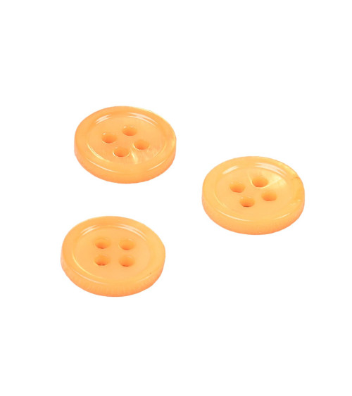 Set mit 3 runden Muschelknöpfen 4 Löcher 11 mm orange