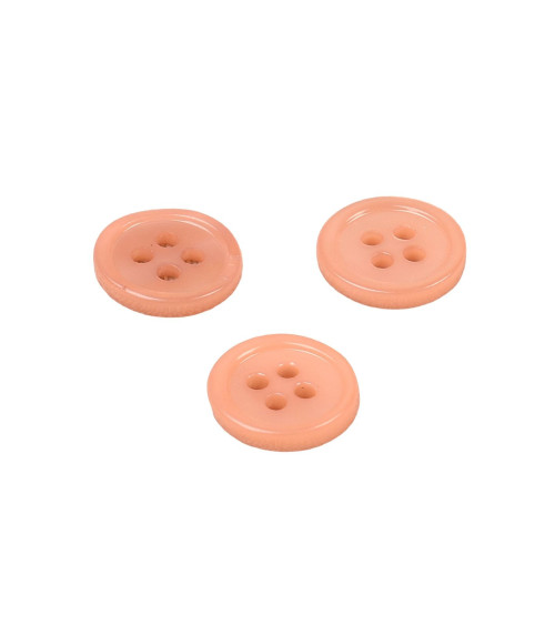 Set of 3 round shell buttons 4 holes 11mm beige stone