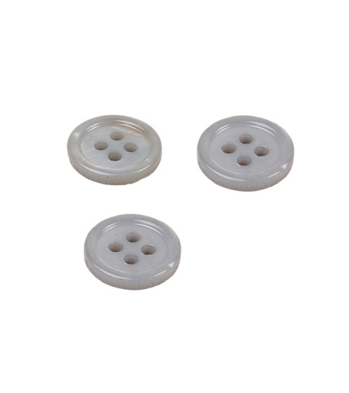 Set of 3 round shell buttons 4 holes 11mm ash gray