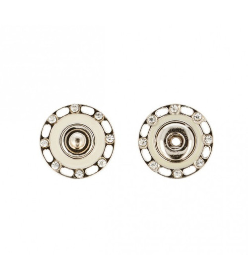 Set of 3 24mm ivory rhinestone snap buttons