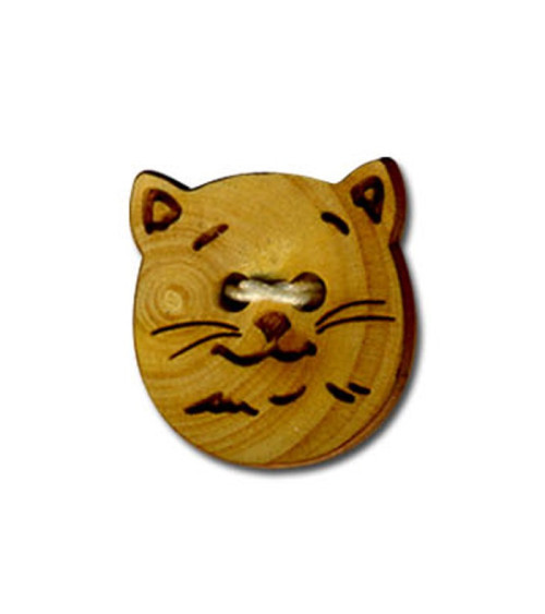 Set of 3 Cat Head buttons in natural material 18mm