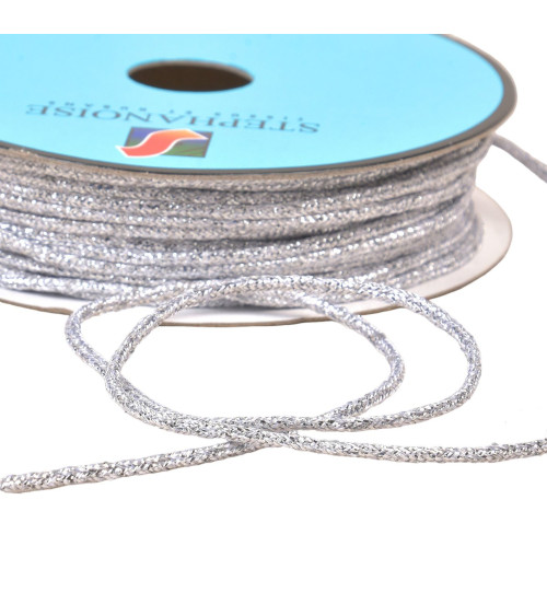 2mm white/silver metal mottled cord by the meter