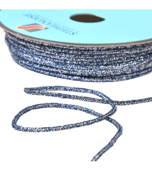 2mm blue/silver metal mottled cord by the meter