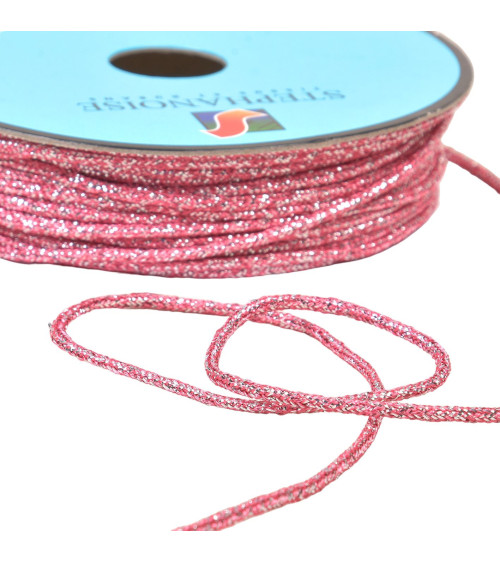 2mm pink/silver metallic mottled cord by the meter