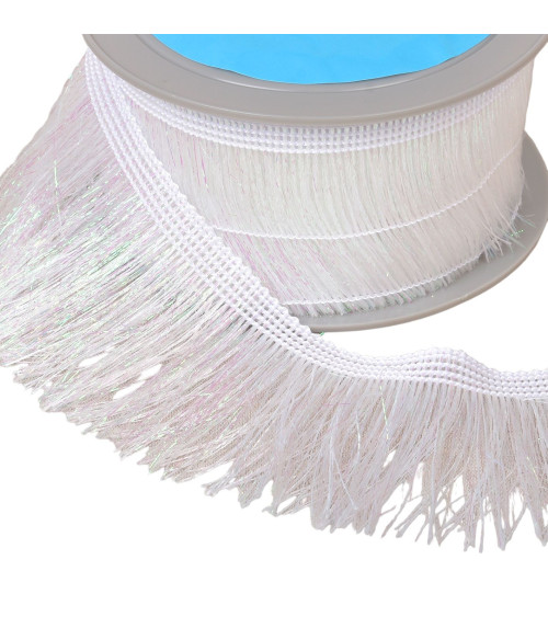 Iridescent fringe 65mm white per meter