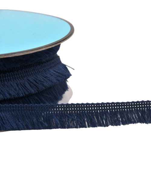 Small 13mm navy blue fringe per meter