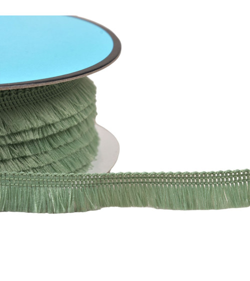 Small 13mm almond green fringe per meter