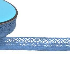 Dentelle éventail 19mm bleu gitane au mètre