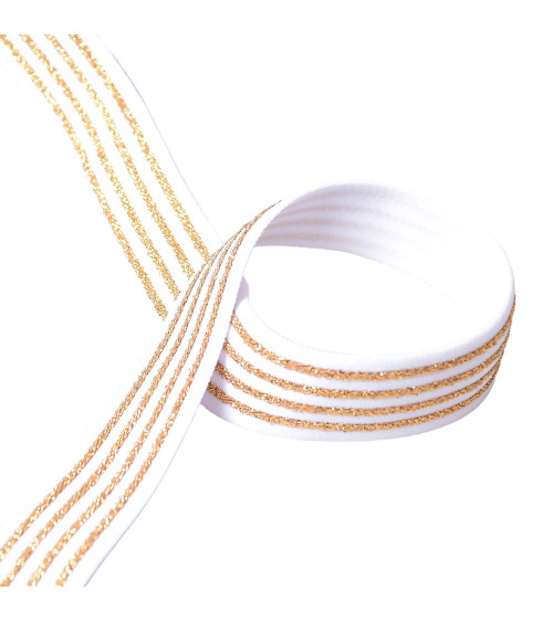 Elastic 4 metal bands 32mm white per meter