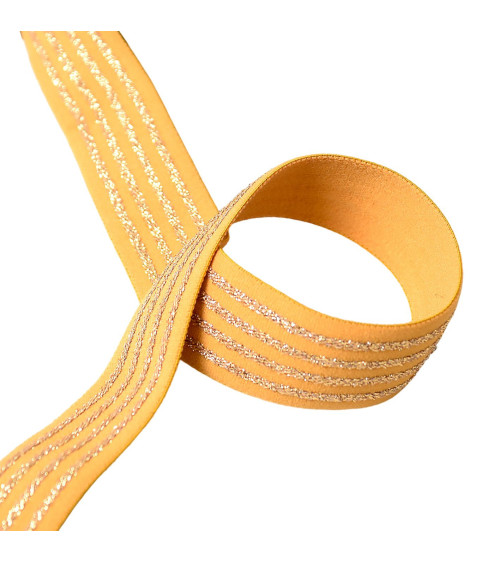 Elastic 4 metallic bands 32mm mustard/gold per meter