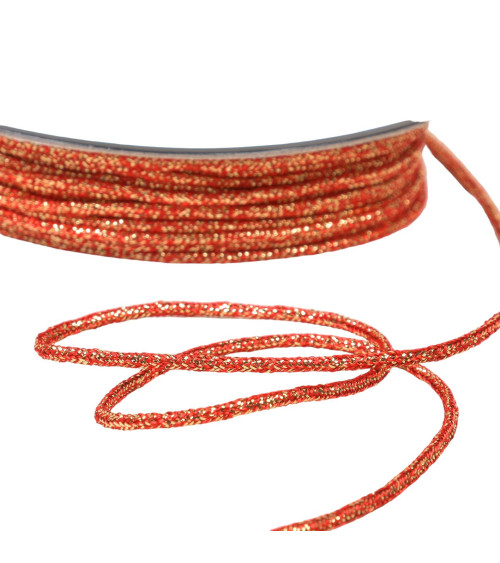 Spool of 30m of 2mm red gold metal mottled cord