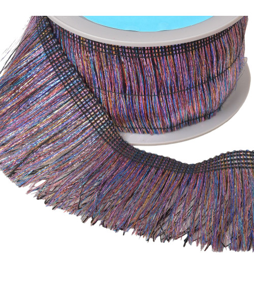 10m spool of iridescent fringe 65mm multicoloured