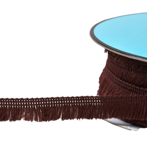 Spool of 25m small fringe 13mm coffee brown