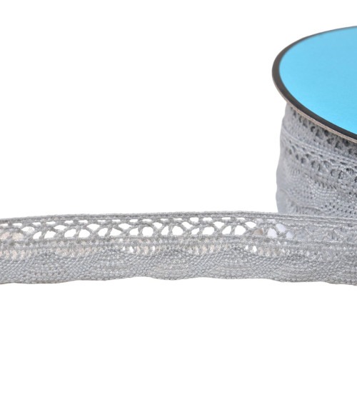 25m spool of 19mm light grey fan lace