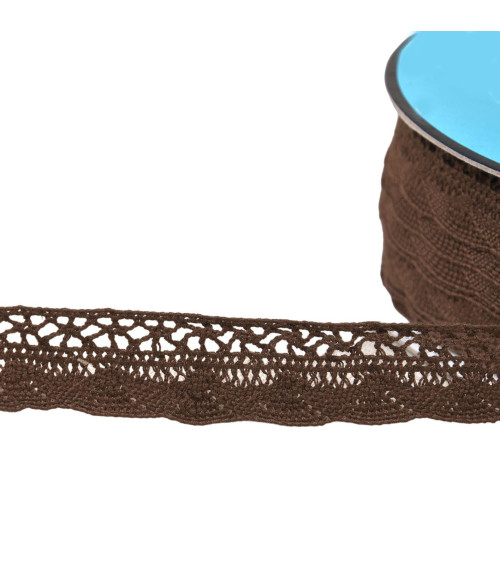 Spool of 25m fan lace 19mm coffee brown