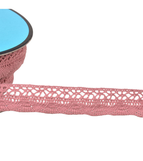 Spool of 25m fan lace 19mm old pink