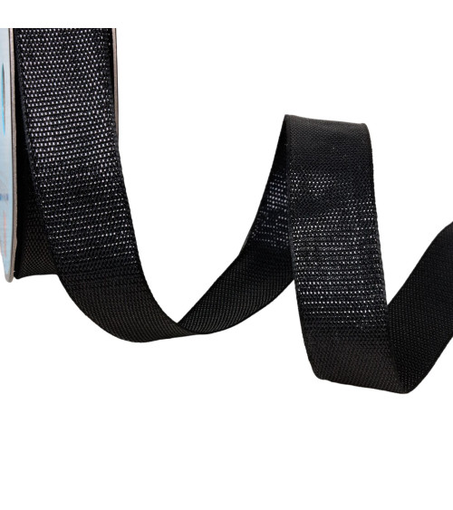 25m spool of black metallic ribbon