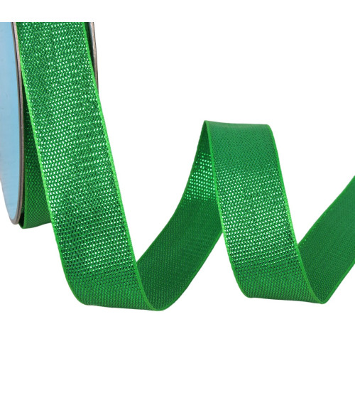 25m spool of bright green metallic ribbon