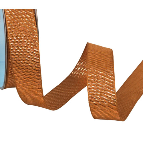 25m spool of rusty orange metallic ribbon