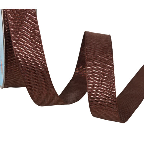 25m spool of chocolate brown metallic ribbon