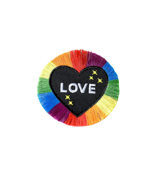 Love love heart iron-on badge 6.3cm x 4cm