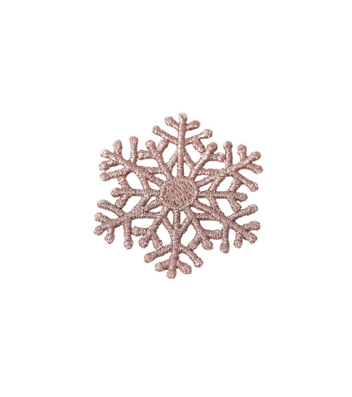 Large pink gold snowflake iron-on patch 4.8cm x 4.8cm