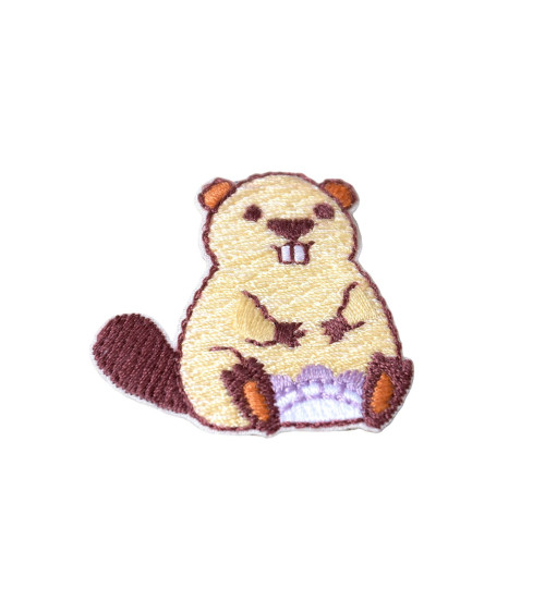 Marmot forest iron-on badge 2.5cm x 3.5cm