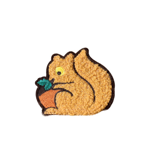 Chenille animal iron-on patch squirrel 6.3cm x 4cm