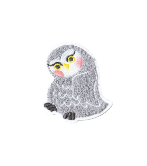 Chenille owl animal iron-on patch 6.3cm x 4cm