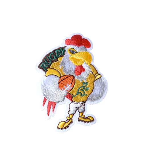 Juego de 3 parches termoadhesivos de gallo de rugby amarillo de 6,5 cm x 4 cm