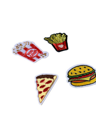 Lot de 4 écussons thermocollants thème fast food