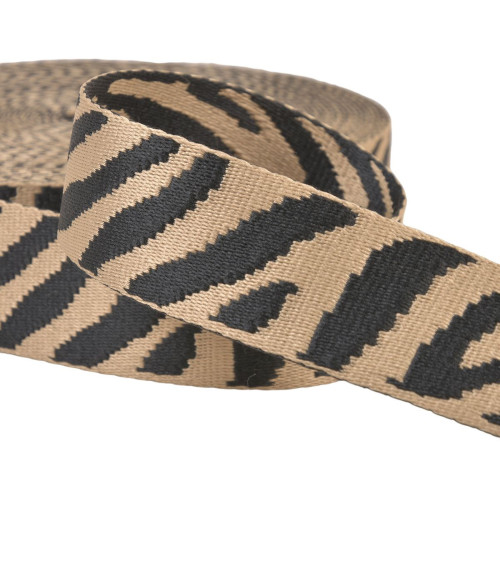 Zebra animal print strap 38mm beige