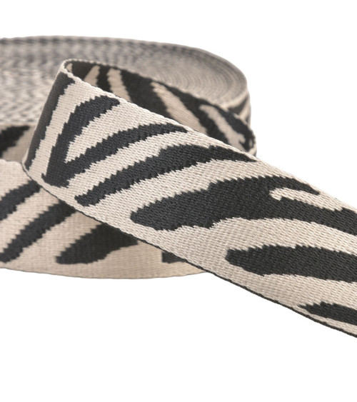 Zebra animal print strap 38mm ecru