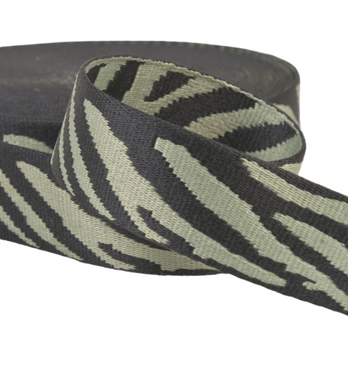 Zebra animal print strap 38mm almond green