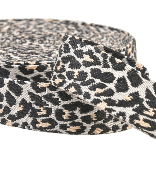 Leopard animal print strap 38mm black white